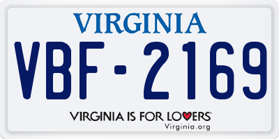 VA license plate VBF2169