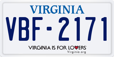 VA license plate VBF2171