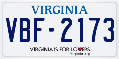 VA license plate VBF2173