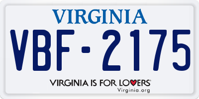 VA license plate VBF2175