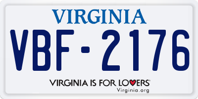 VA license plate VBF2176