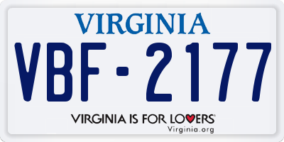 VA license plate VBF2177