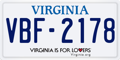 VA license plate VBF2178