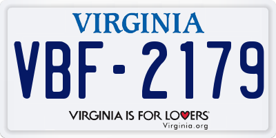 VA license plate VBF2179