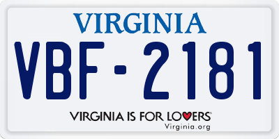 VA license plate VBF2181