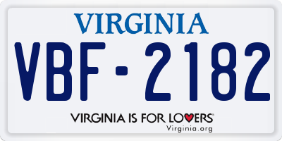VA license plate VBF2182