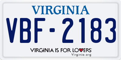 VA license plate VBF2183
