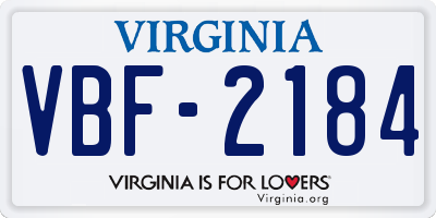 VA license plate VBF2184