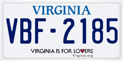 VA license plate VBF2185