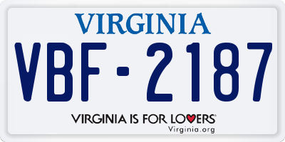 VA license plate VBF2187