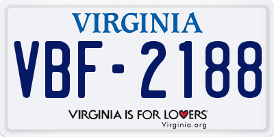 VA license plate VBF2188