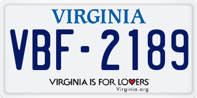 VA license plate VBF2189