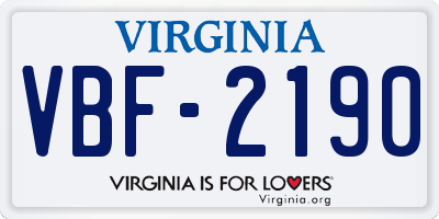 VA license plate VBF2190
