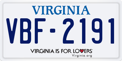 VA license plate VBF2191