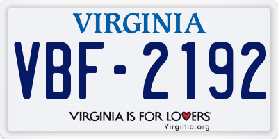 VA license plate VBF2192