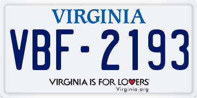 VA license plate VBF2193