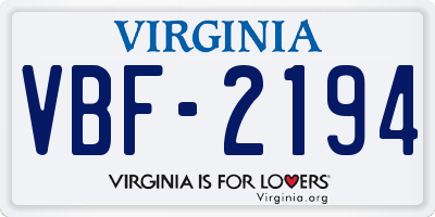 VA license plate VBF2194