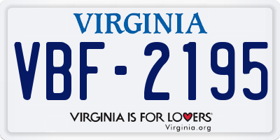 VA license plate VBF2195