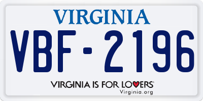 VA license plate VBF2196