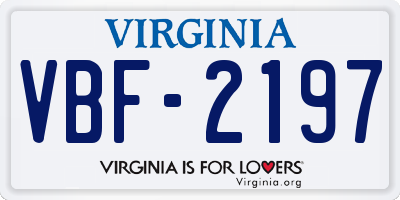 VA license plate VBF2197