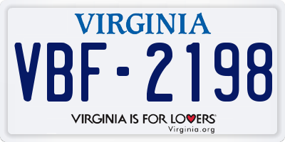 VA license plate VBF2198
