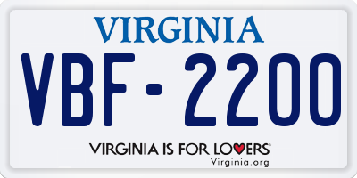 VA license plate VBF2200