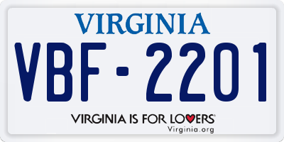 VA license plate VBF2201
