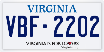 VA license plate VBF2202