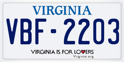 VA license plate VBF2203