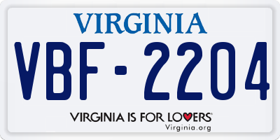 VA license plate VBF2204