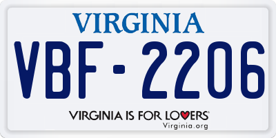 VA license plate VBF2206