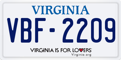 VA license plate VBF2209