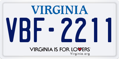 VA license plate VBF2211