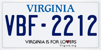 VA license plate VBF2212
