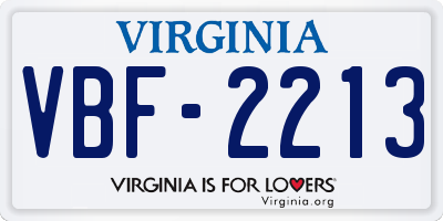 VA license plate VBF2213