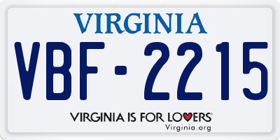 VA license plate VBF2215