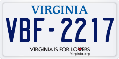 VA license plate VBF2217