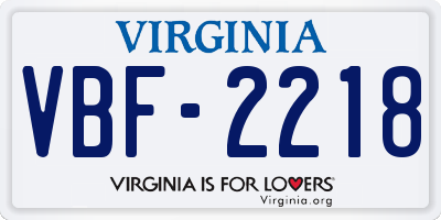 VA license plate VBF2218