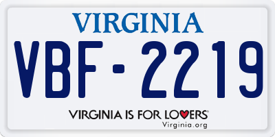 VA license plate VBF2219