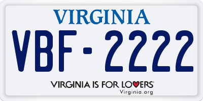 VA license plate VBF2222