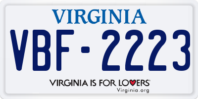 VA license plate VBF2223