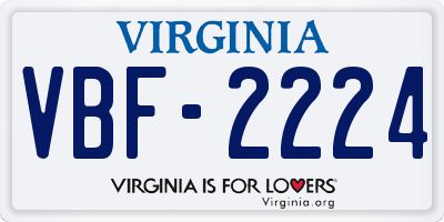 VA license plate VBF2224