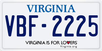VA license plate VBF2225