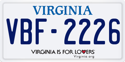 VA license plate VBF2226