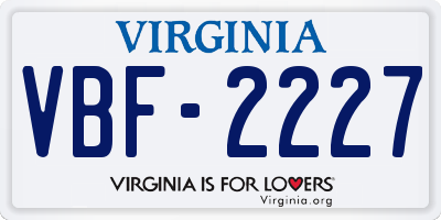VA license plate VBF2227