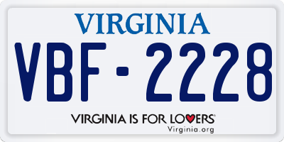 VA license plate VBF2228
