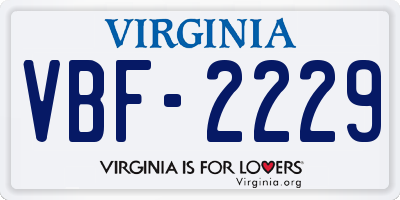 VA license plate VBF2229