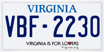 VA license plate VBF2230