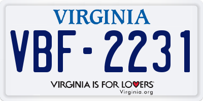 VA license plate VBF2231