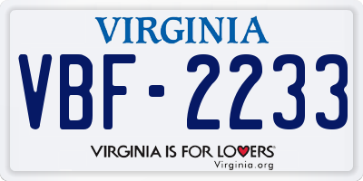 VA license plate VBF2233